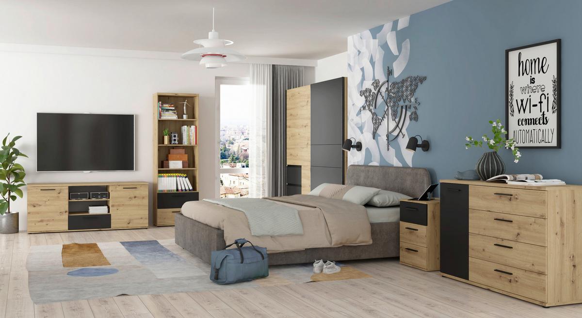 Schwebetürenschrank „Urban Style“ – Schwarz, ca. 200 x 200,5 x 61,2 cm