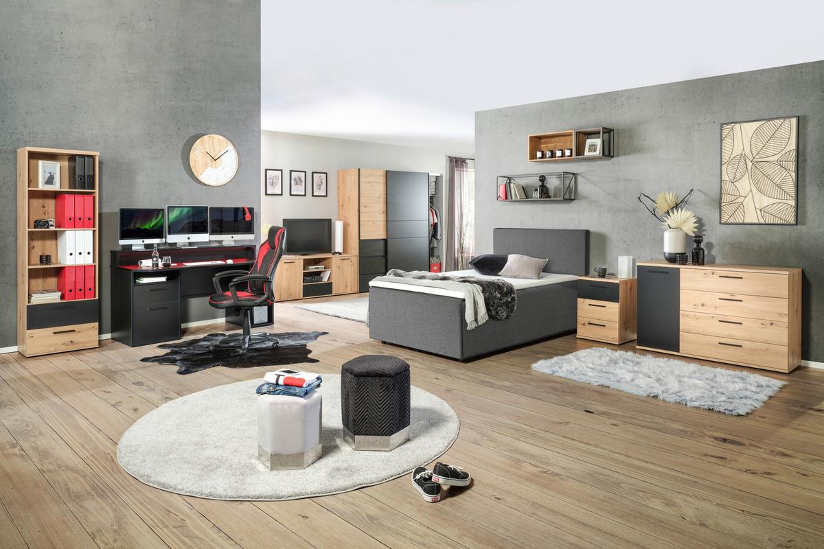 Schwebetürenschrank „Urban Style“ – Schwarz, ca. 200 x 200,5 x 61,2 cm