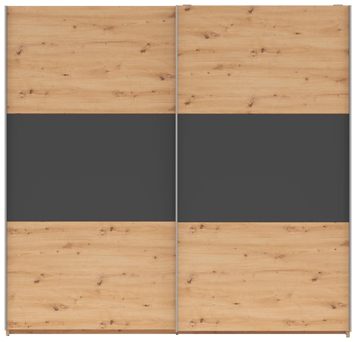 Schwebetürenschrank „Graphite Oak“ – Graphit & Artisan Eiche, ca. 218 × 210 × 59 cm