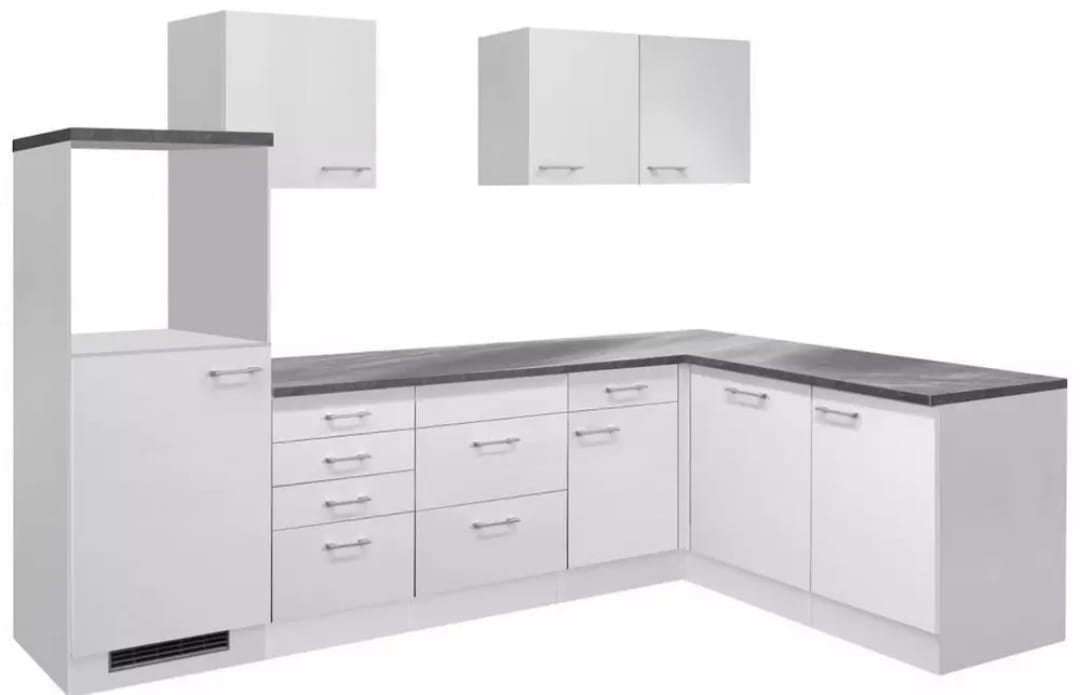 🏡 Eckküchenzeile im modernen Design – 280 x 170 cm (Weiß/Grau)