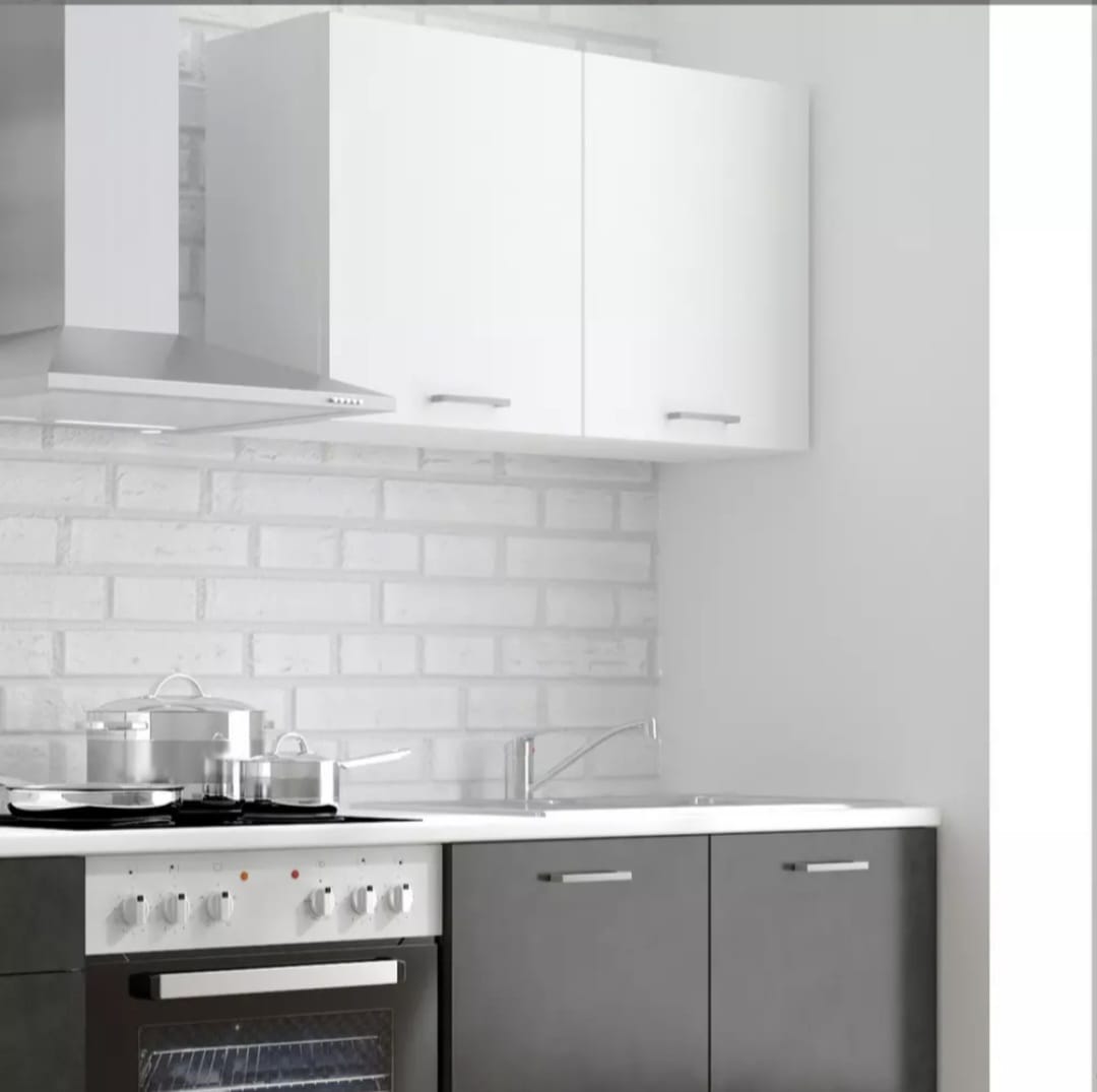 Moderne Küchenzeile „Luna“ ohne Elektrogeräte – Grau/Weiß