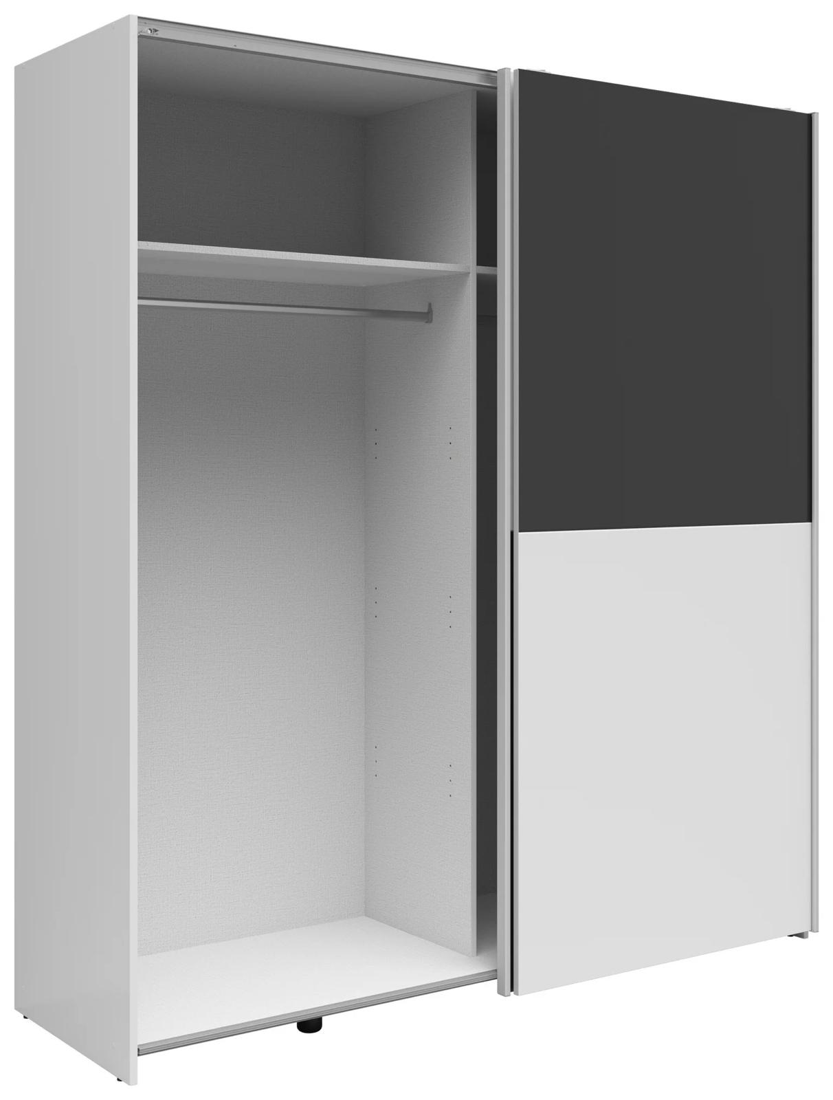 „UrbanLine Schwebetürenschrank 170 cm – Weiß & Graphit“ 170/191/59 cm