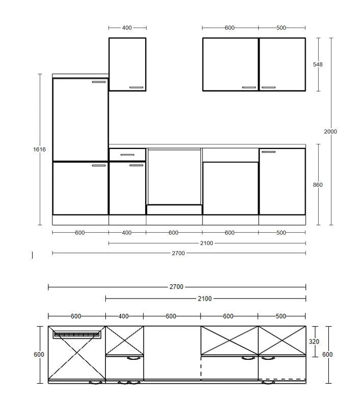 Küchenblock „Luna Weiß“ – Moderne Küchenzeile mit Betonoptik-Arbeitsplatte