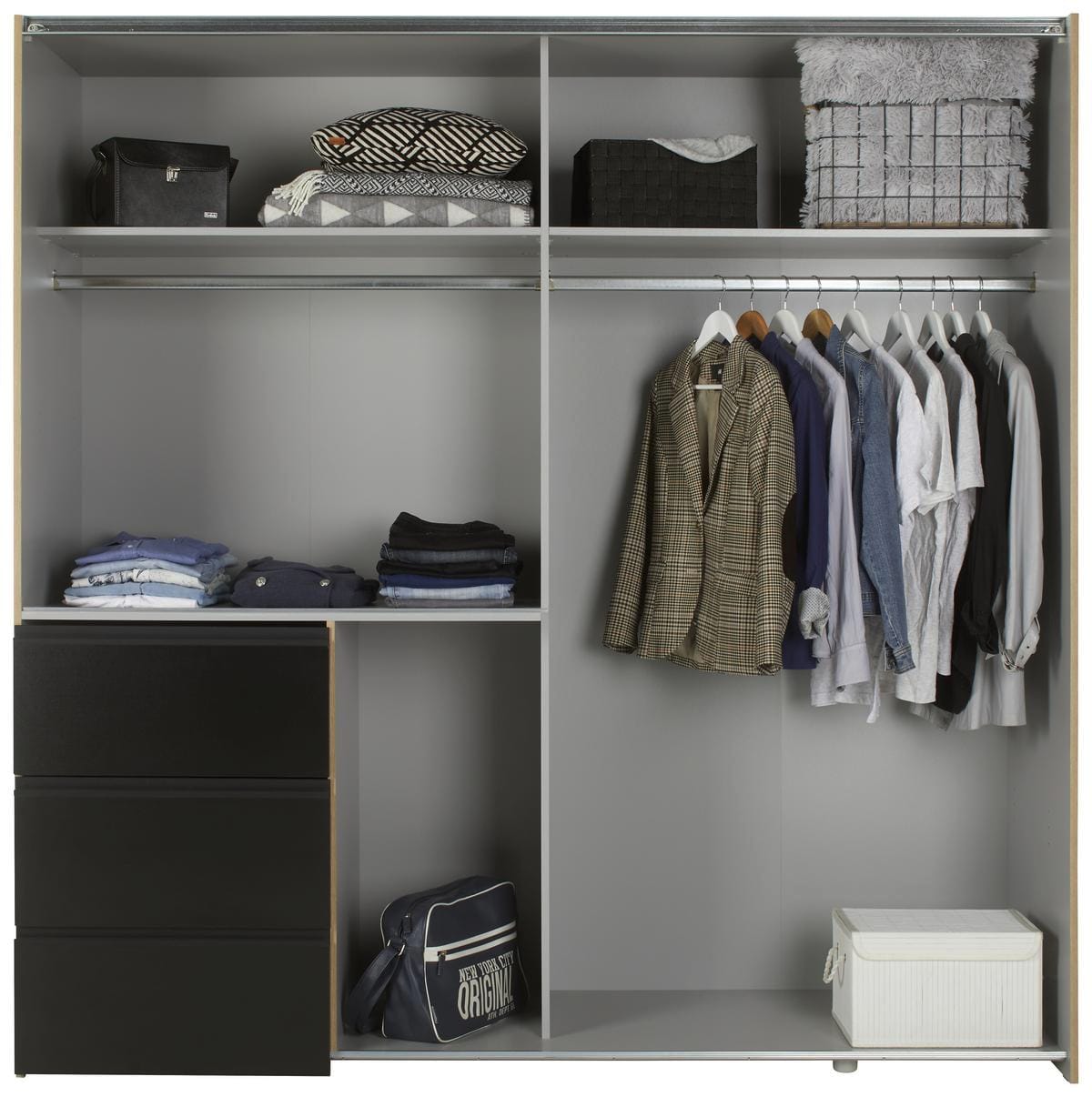 Schwebetürenschrank „Urban Style“ – Schwarz, ca. 200 x 200,5 x 61,2 cm