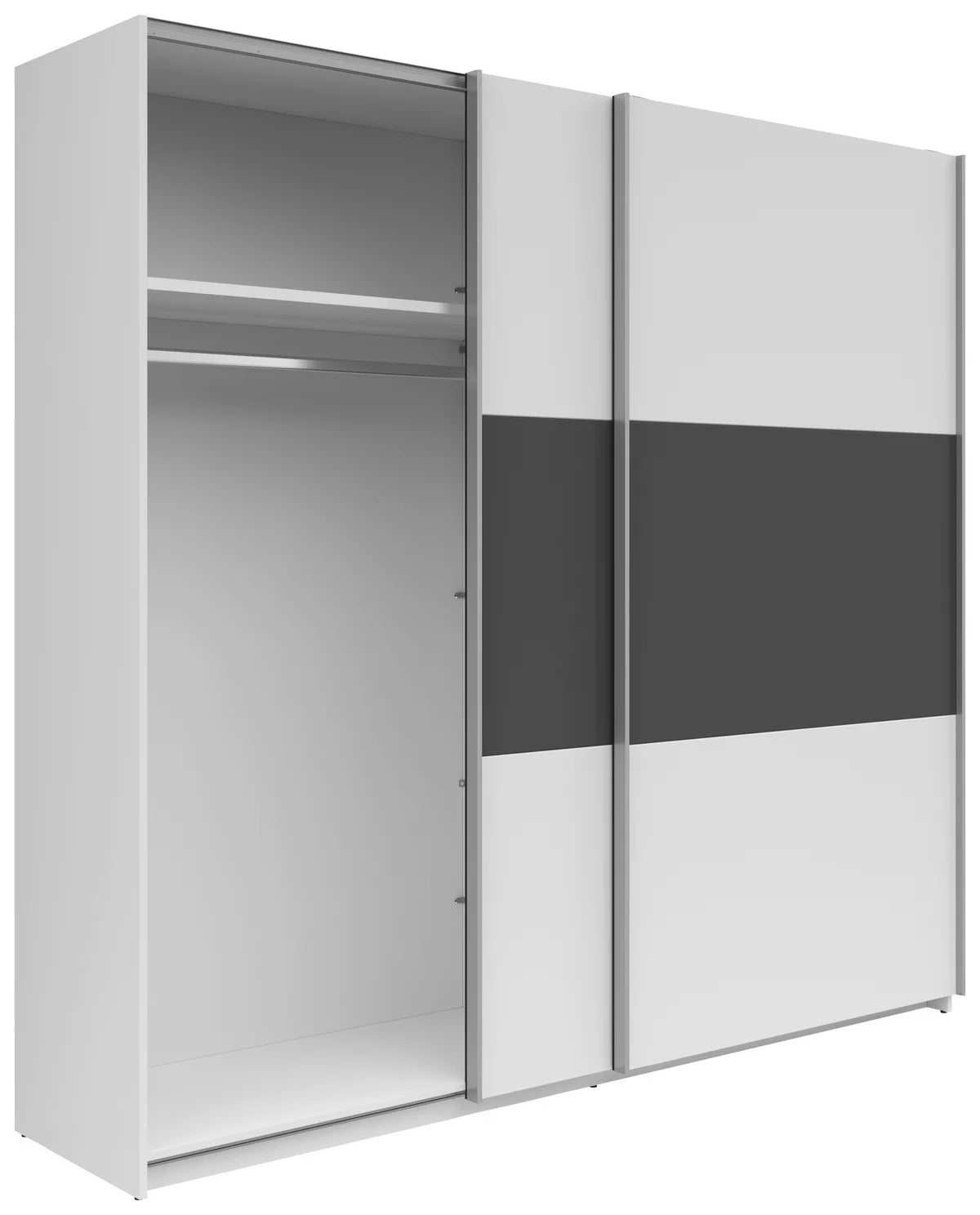 Schwebetürenschrank „AltoGraph“ – Weiß & Graphit, ca. 218 × 210 × 59 cm
