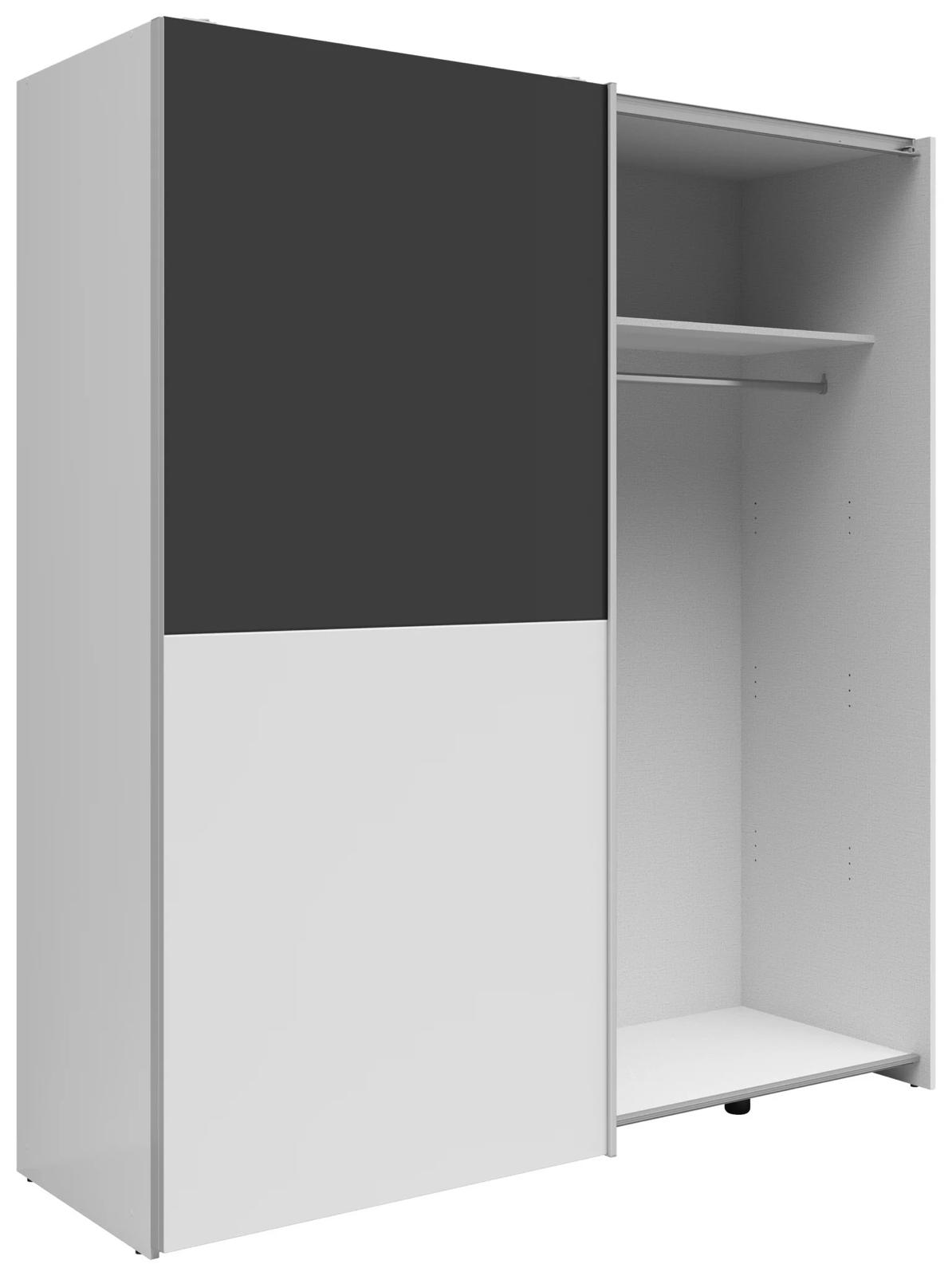 „UrbanLine Schwebetürenschrank 170 cm – Weiß & Graphit“ 170/191/59 cm