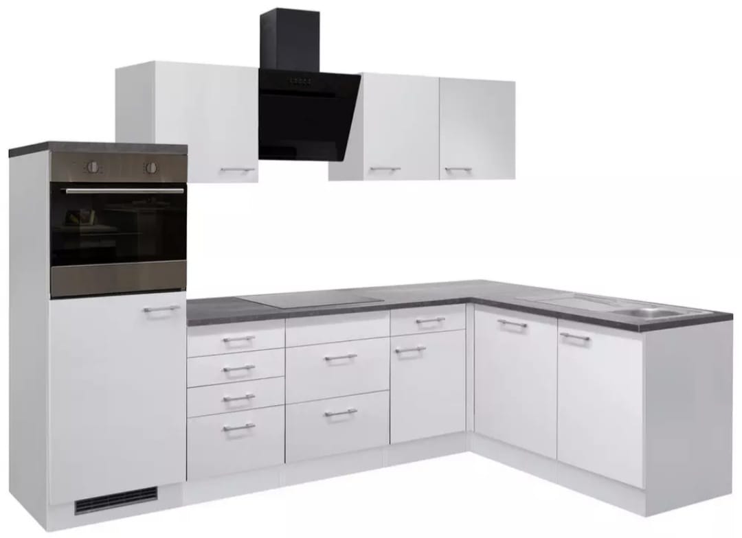 🏡 Eckküchenzeile im modernen Design – 280 x 170 cm (Weiß/Grau)