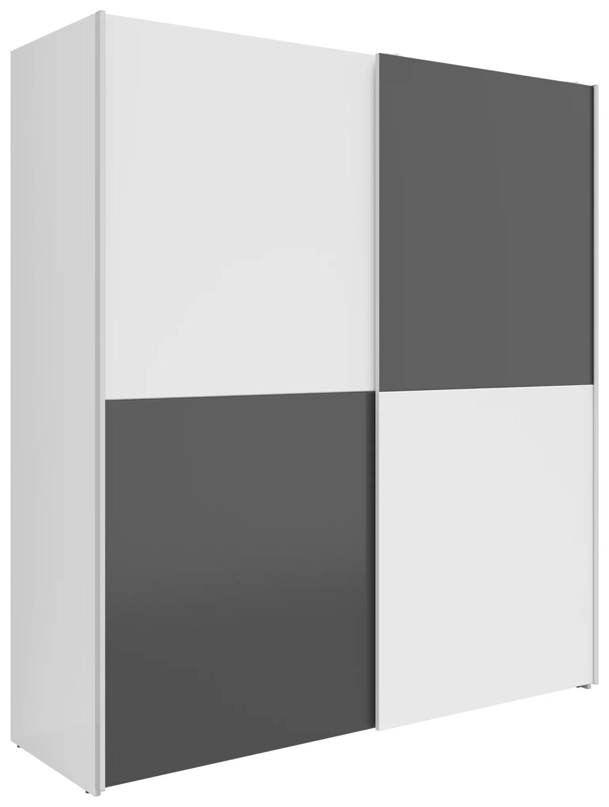 „UrbanLine Schwebetürenschrank 170 cm – Weiß & Graphit“ 170/191/59 cm