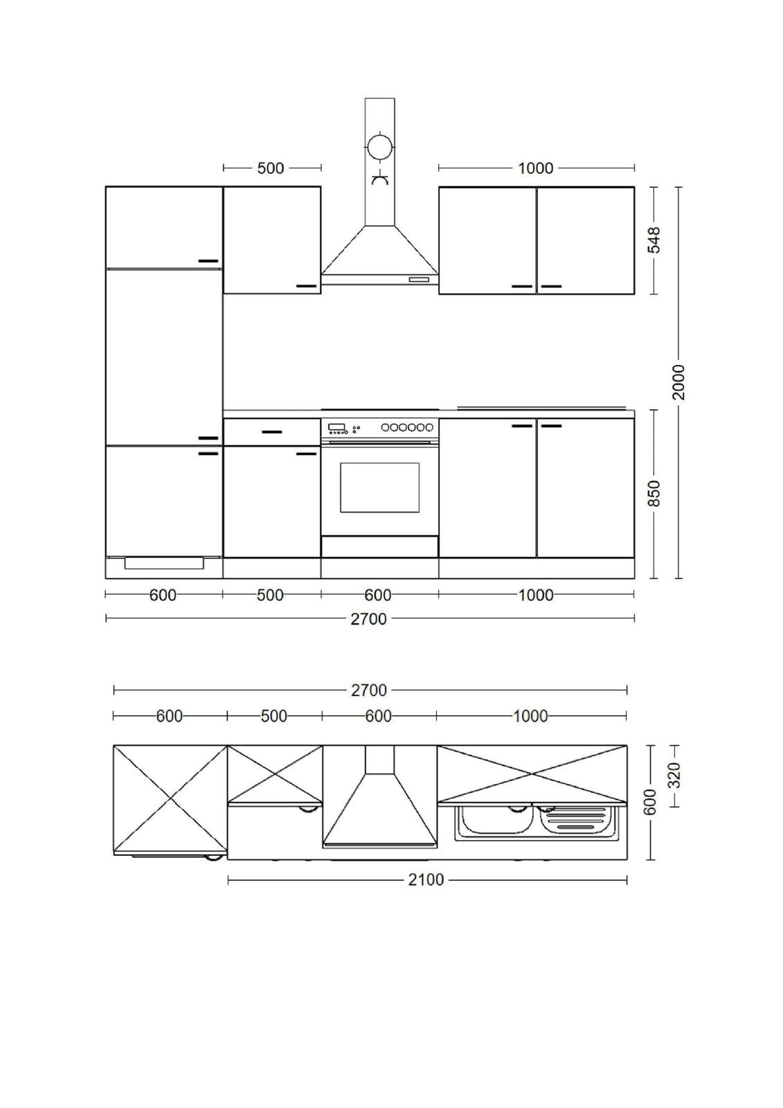 Madeira Küchenblock Samoa Eiche Sonoma NB/Weiß • inkl. Geräteset + Spüle • Breite ca. 270 cm