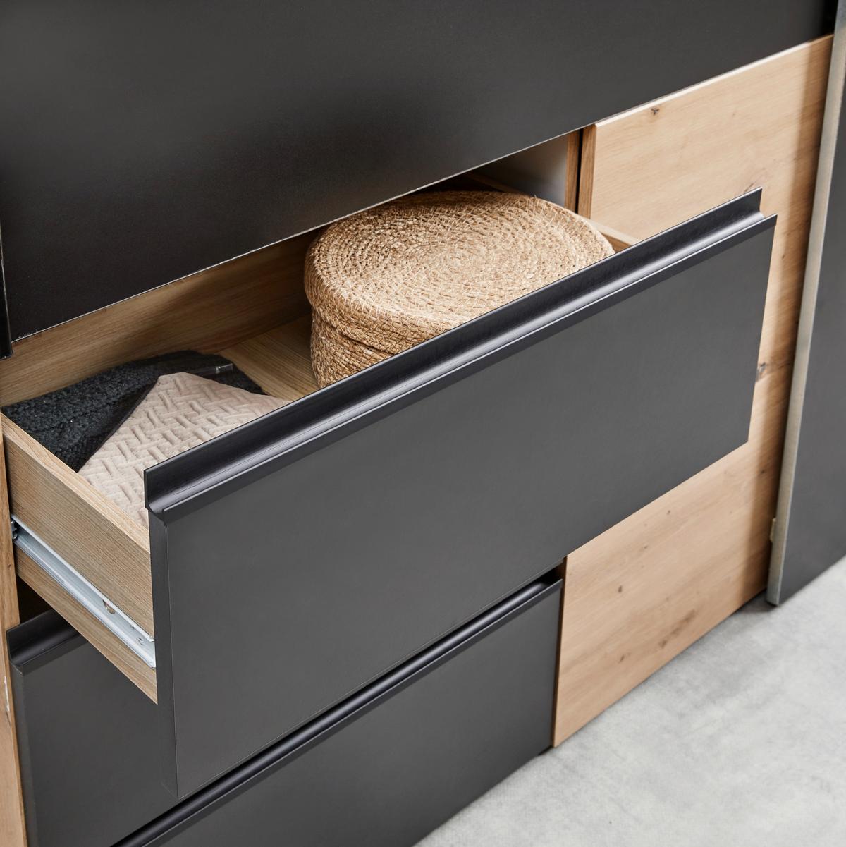 Schwebetürenschrank „Urban Style“ – Schwarz, ca. 200 x 200,5 x 61,2 cm