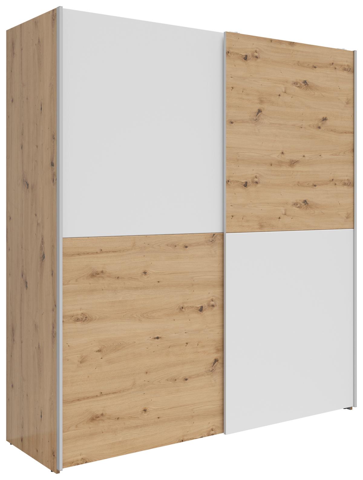 „UrbanLine Schwebetürenschrank 170 cm – Weiß & Graphit“ 170/191/59 cm