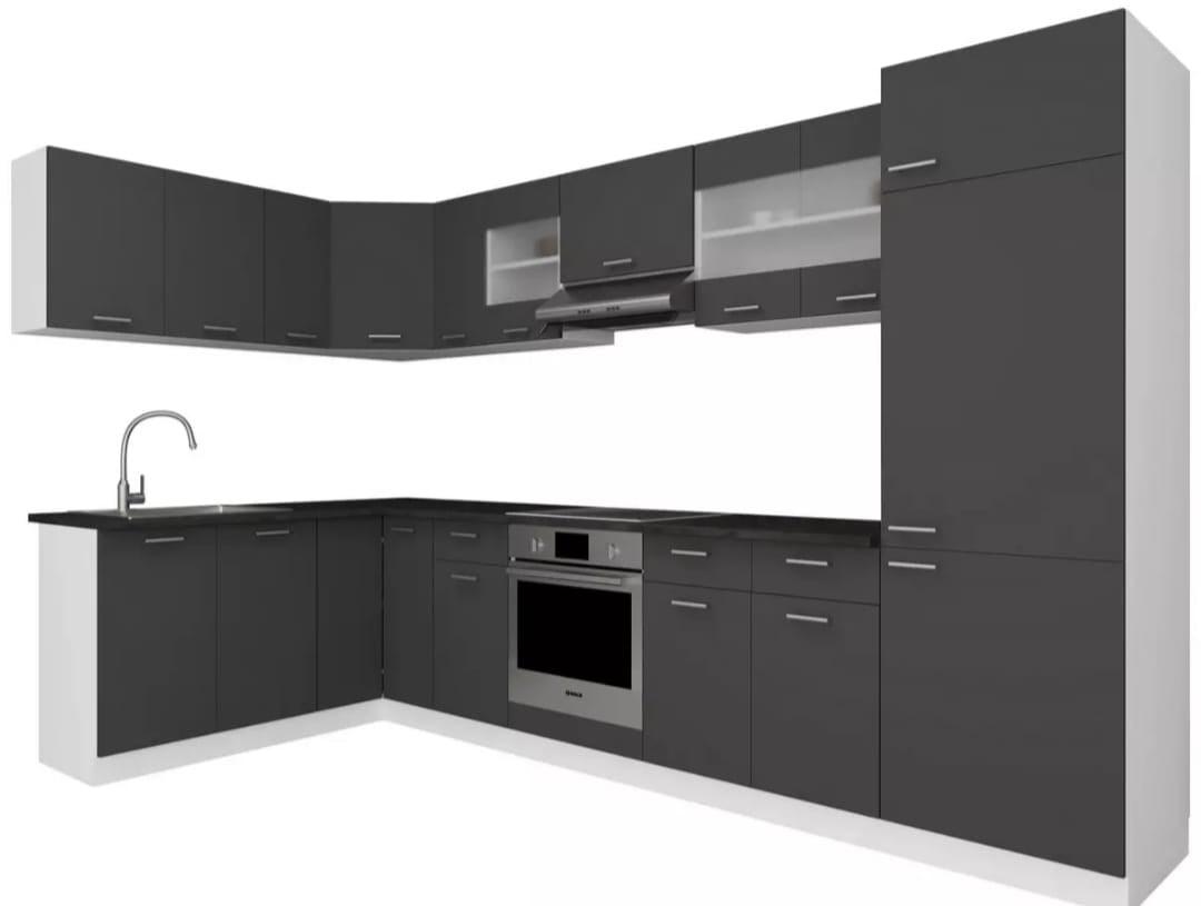 🏡 Großzügige Eckküche 178 x 328 cm – Anthrazit matt im modernen Design
