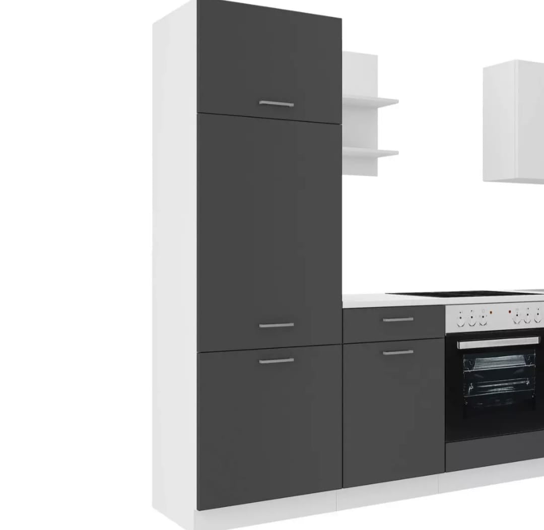 Moderne Küchenzeile „Luna“ ohne Elektrogeräte – Grau/Weiß