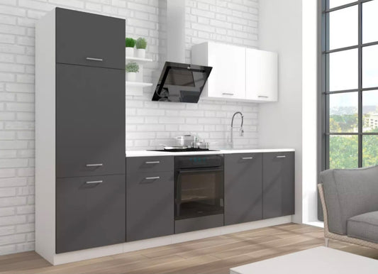 Moderne Küchenzeile „Luna“ ohne Elektrogeräte – Grau/Weiß