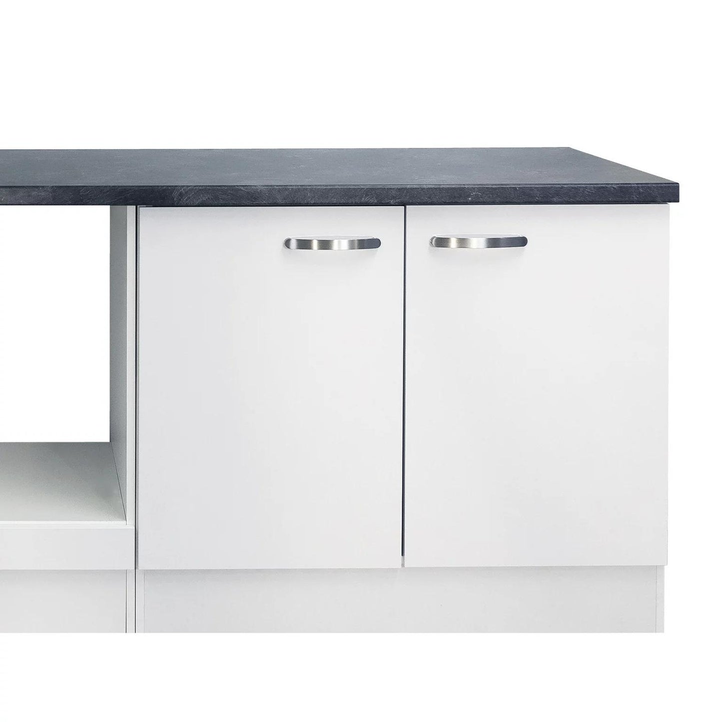 Küchenzeile LUNA – 270 cm – Weiß & Schiefergrau – ohne Geräte