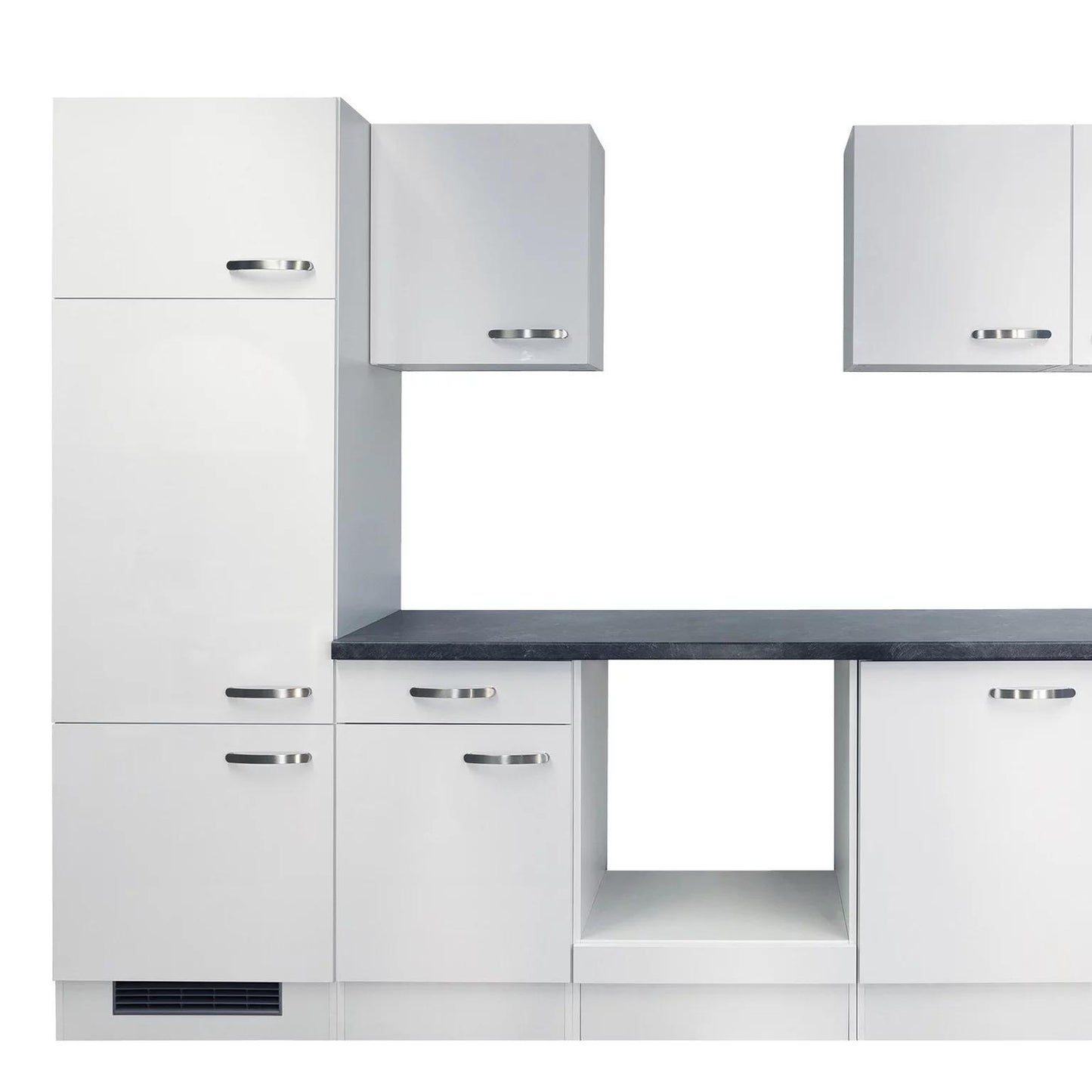 Küchenzeile LUNA – 270 cm – Weiß & Schiefergrau – ohne Geräte