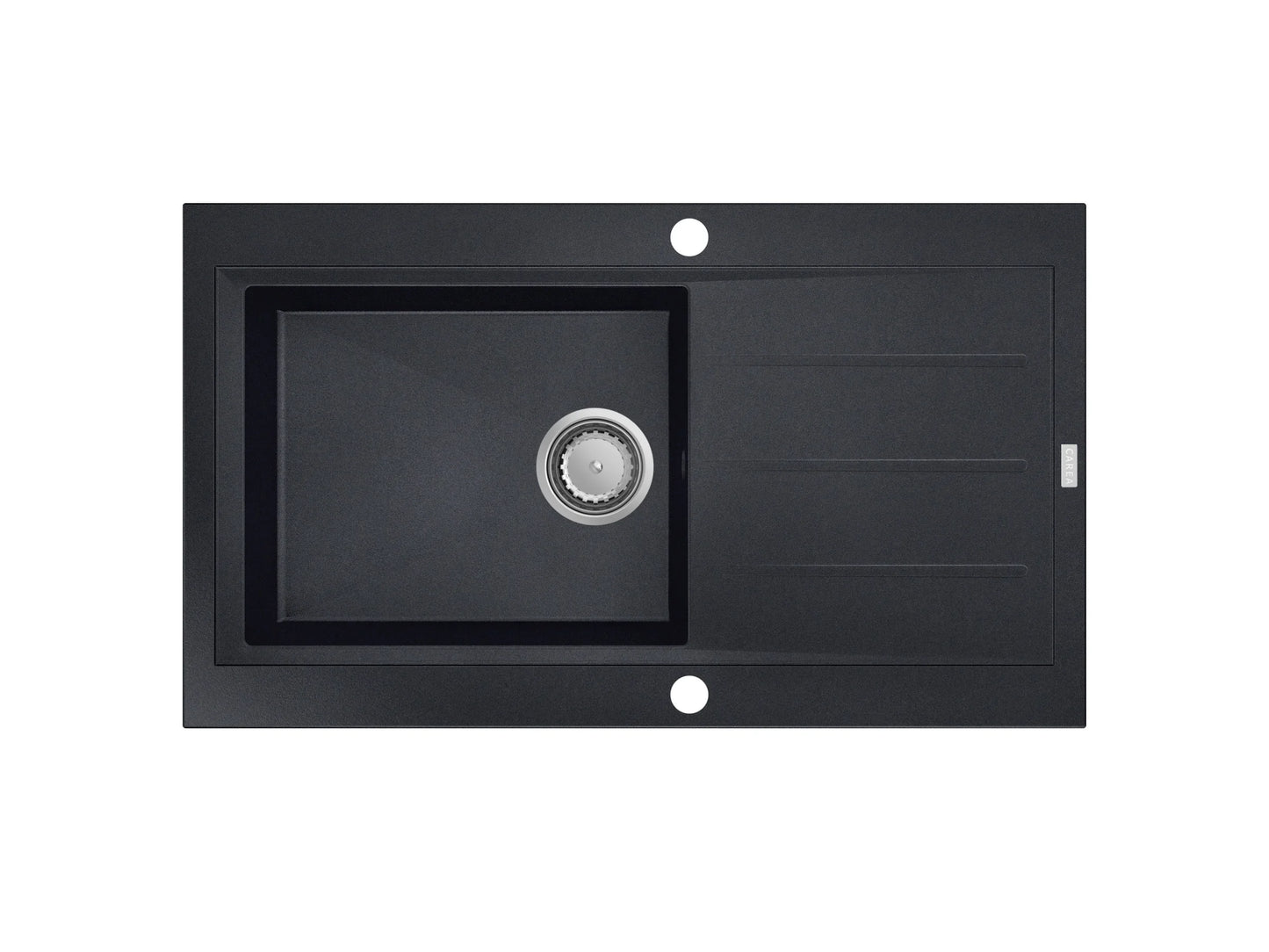 Einbauspüle „Noir Elegance“ – Schwarz, 86 × 51 cm mit Abtropffläche