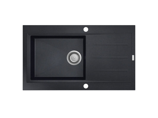 Einbauspüle „Noir Elegance“ – Schwarz, 86 × 51 cm mit Abtropffläche
