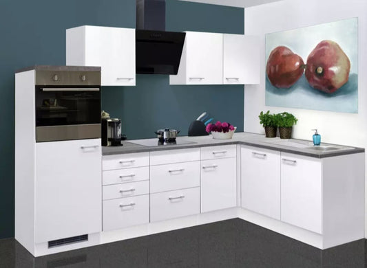 🏡 Eckküchenzeile im modernen Design – 280 x 170 cm (Weiß/Grau)
