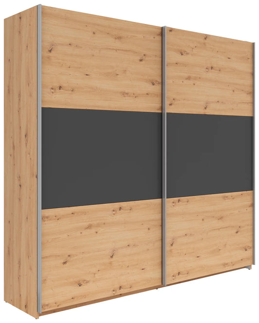 Schwebetürenschrank „Graphite Oak“ – Graphit & Artisan Eiche, ca. 218 × 210 × 59 cm