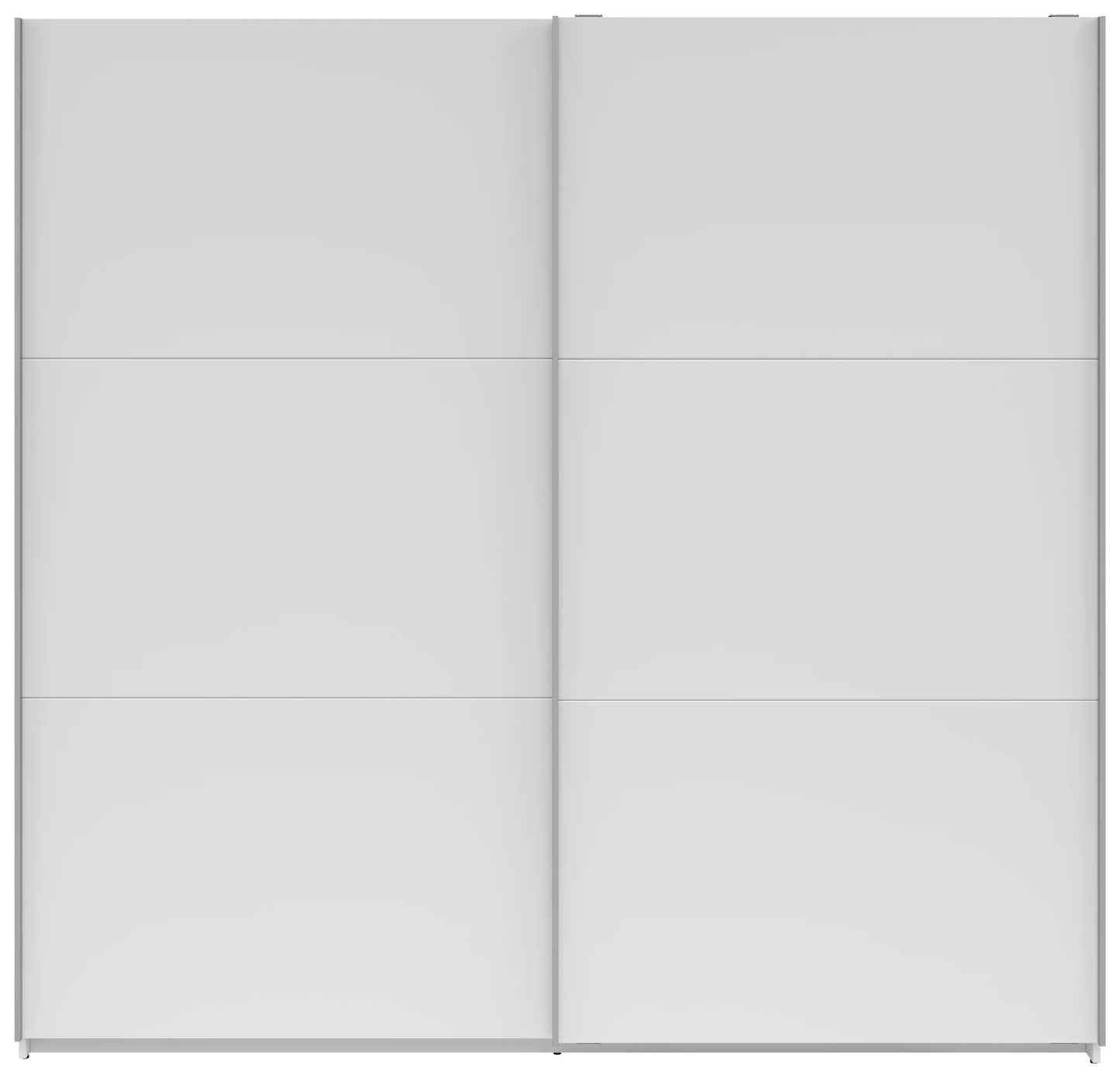 Schwebetürenschrank „AlbaGraph“ – Klarweiß & Silber, ca. 218 × 210 × 59 cm