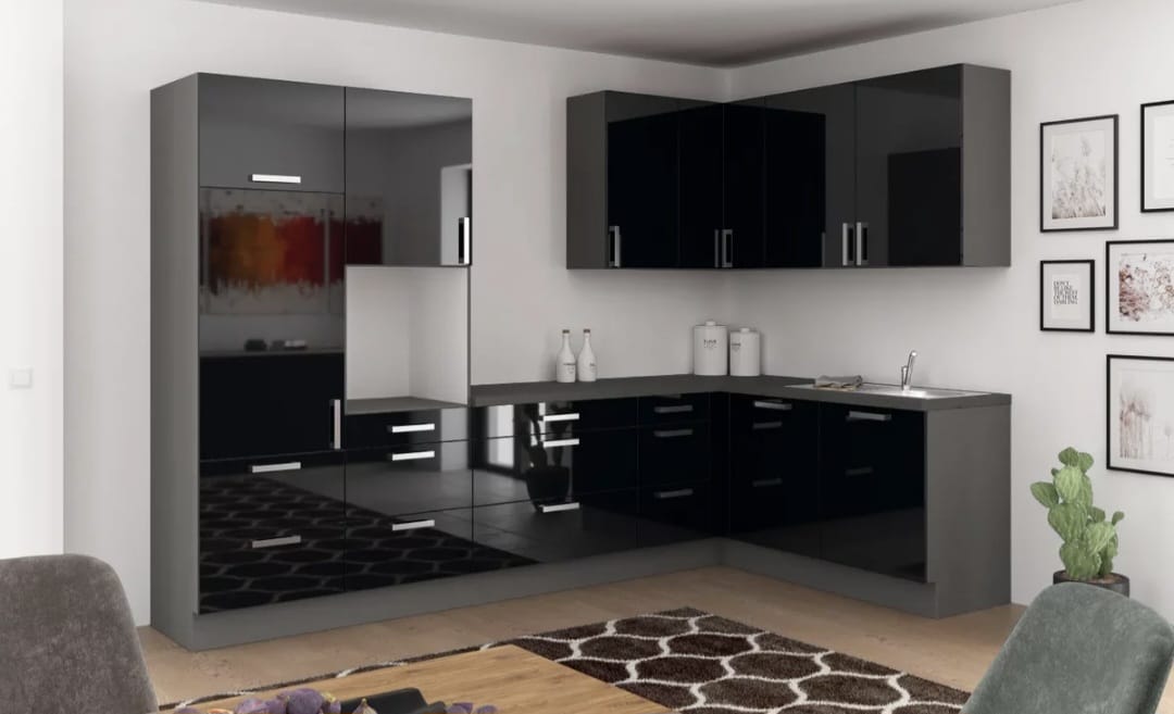 🏡 Eckküche "NatureLine 320" – 320×185 cm in Magnolie & Eiche-Dekor