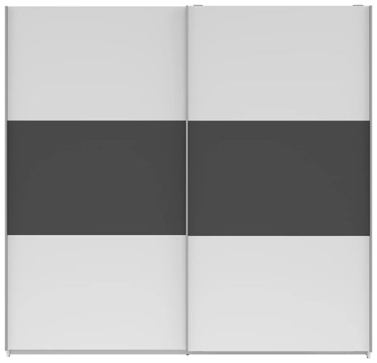 Schwebetürenschrank „AltoGraph“ – Weiß & Graphit, ca. 218 × 210 × 59 cm