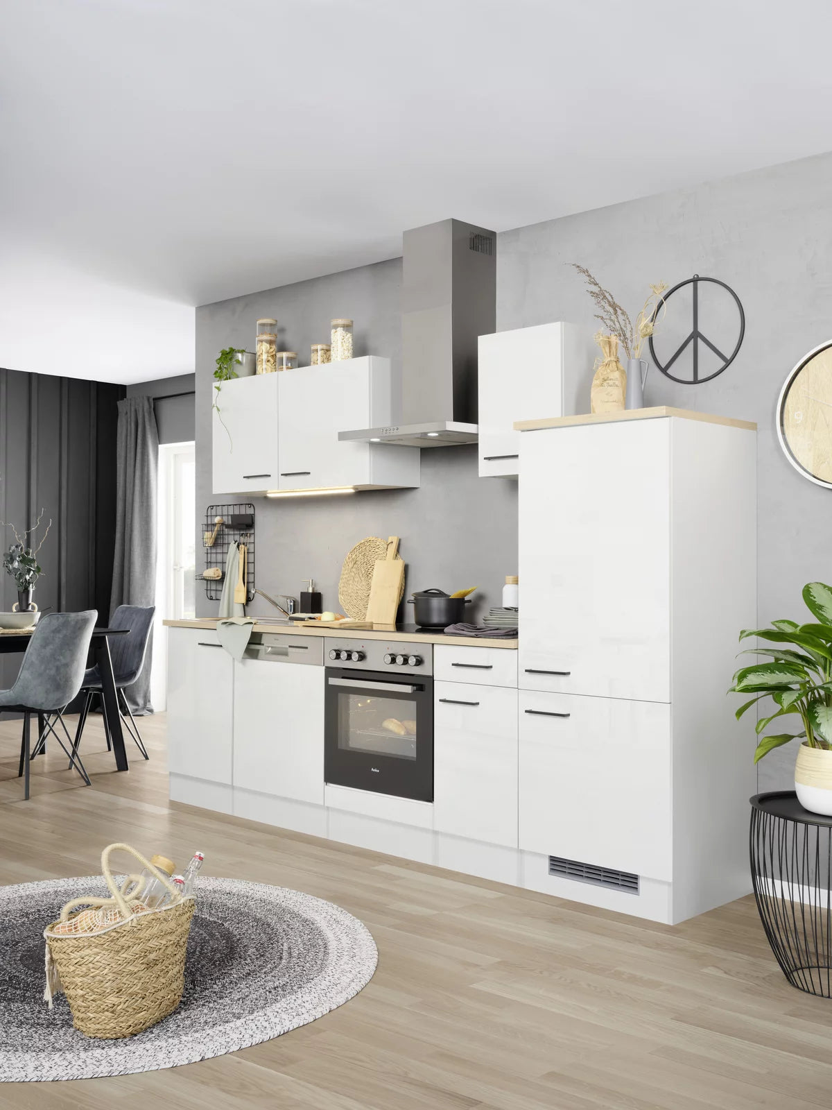 Küchenblock „Nordic Light“ – Hellgrau, ca. 270 cm, modern & flexibel