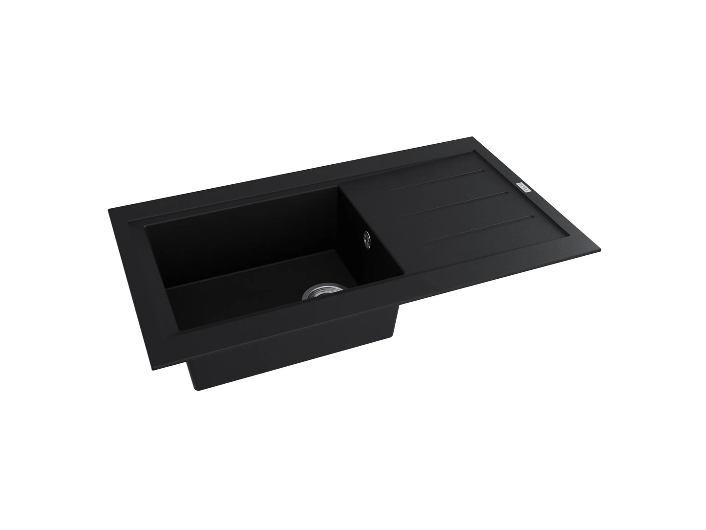 Einbauspüle „Noir Elegance“ – Schwarz, 86 × 51 cm mit Abtropffläche