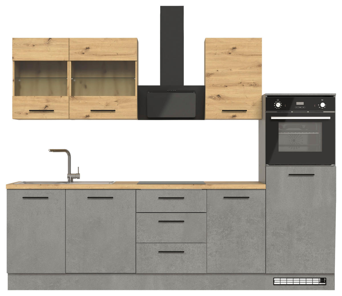 „UrbanLine Küchenblock 280 cm – Dunkelgrau & Artisan Eiche“