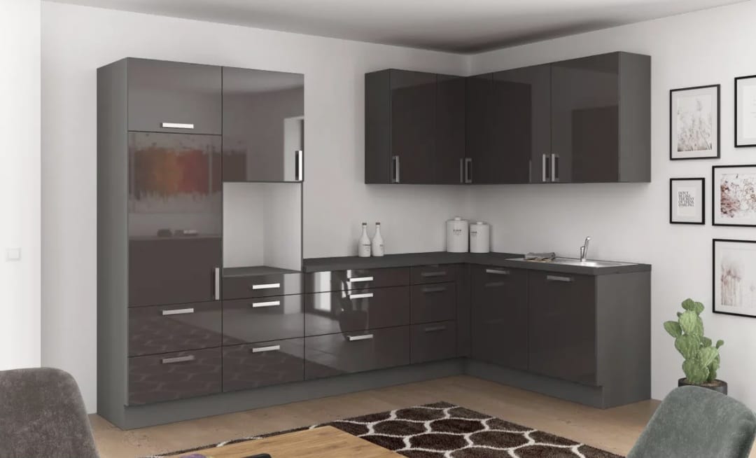 🏡 Eckküche "NatureLine 320" – 320×185 cm in Magnolie & Eiche-Dekor