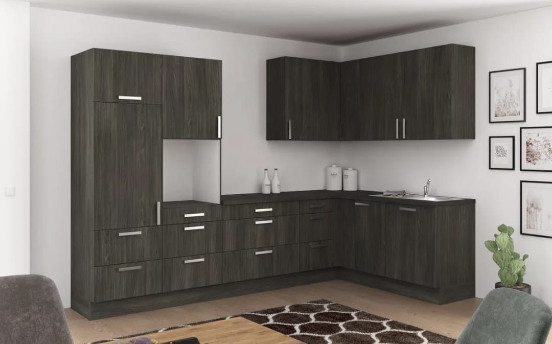 🏡 Eckküche "NatureLine 320" – 320×185 cm in Magnolie & Eiche-Dekor