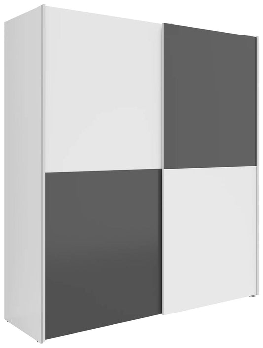 „UrbanLine Schwebetürenschrank 170 cm – Weiß & Graphit“     170/191/59 cm