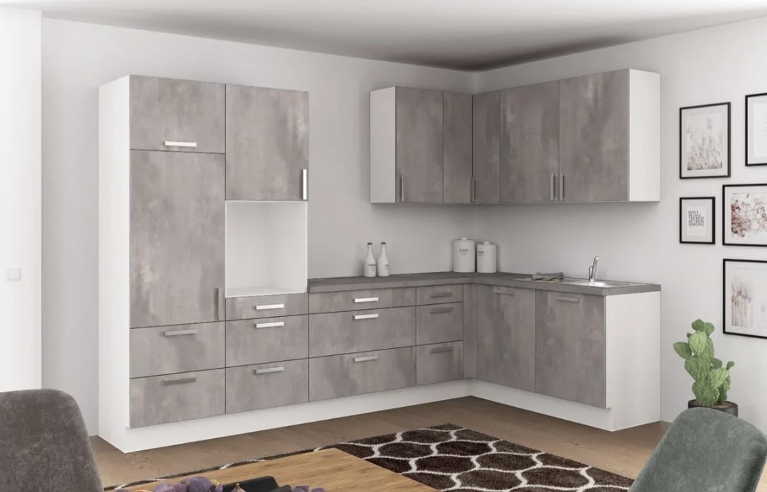🏡 Eckküche "NatureLine 320" – 320×185 cm in Magnolie & Eiche-Dekor