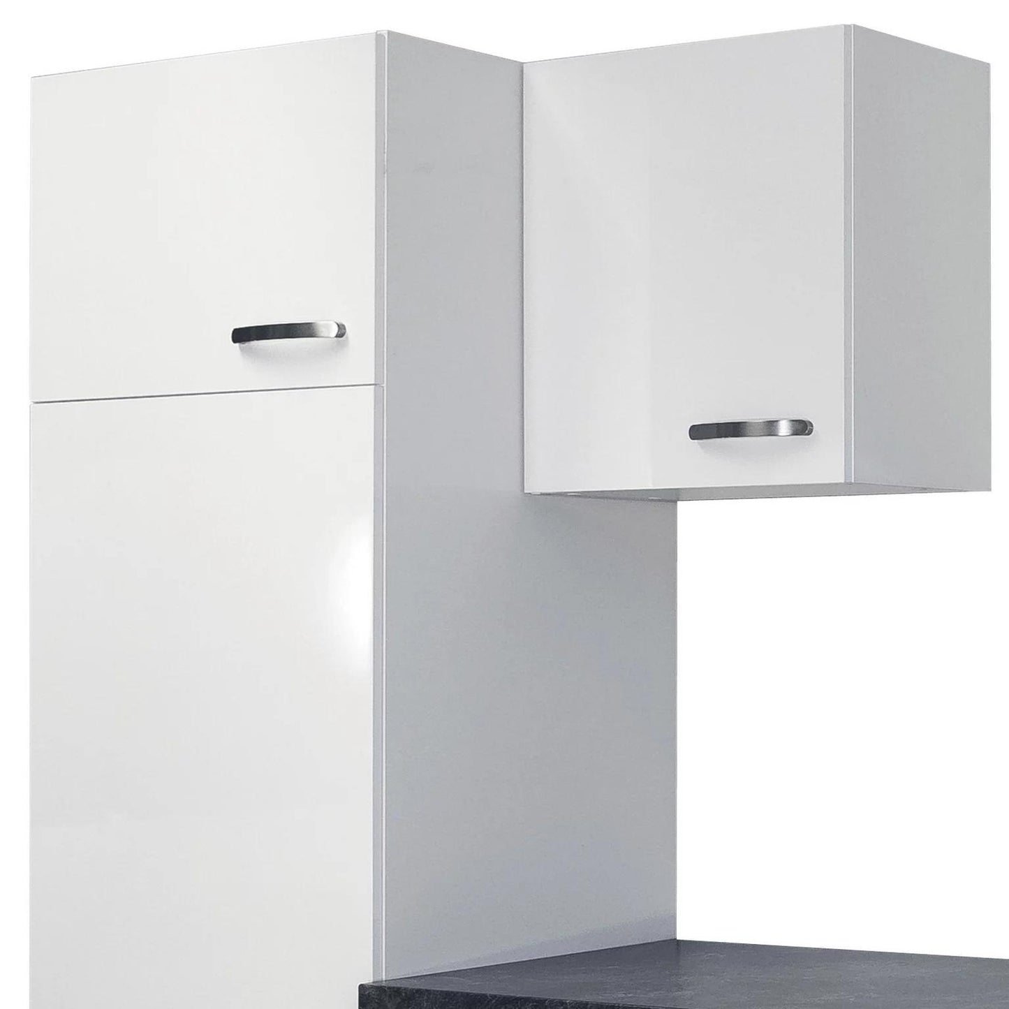 Küchenzeile LUNA – 270 cm – Weiß & Schiefergrau – ohne Geräte